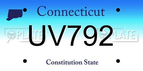 UV792 Connecticut License Plate
