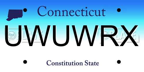 UWUWRX Connecticut License Plate
