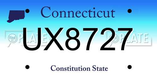 UX8727 Connecticut License Plate