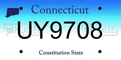 UY9708 Connecticut License Plate