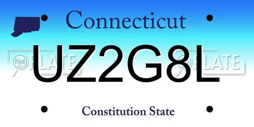 UZ2G8L Connecticut License Plate