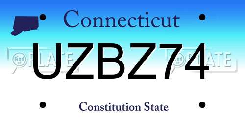 UZBZ74 Connecticut License Plate