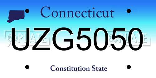 UZG5050 Connecticut License Plate