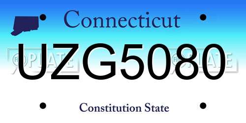 UZG5080 Connecticut License Plate