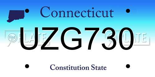 UZG730 Connecticut License Plate
