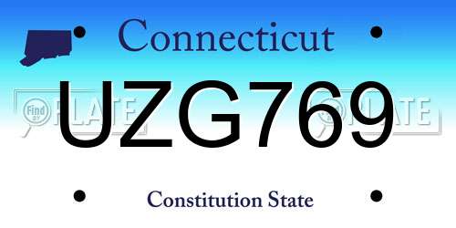 UZG769 Connecticut License Plate