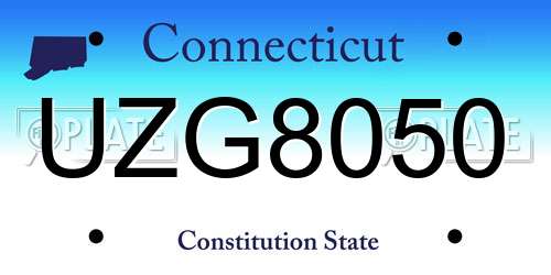 UZG8050 Connecticut License Plate