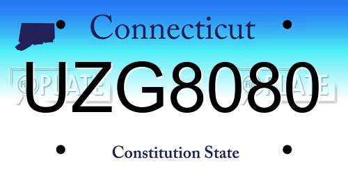 UZG8080 Connecticut License Plate