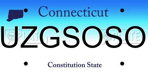 UZGSOSO Connecticut License Plate