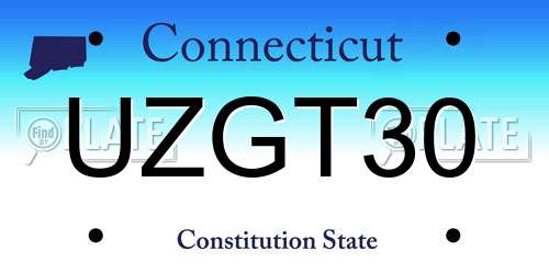 UZGT30 Connecticut License Plate