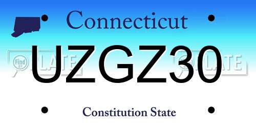 UZGZ30 Connecticut License Plate
