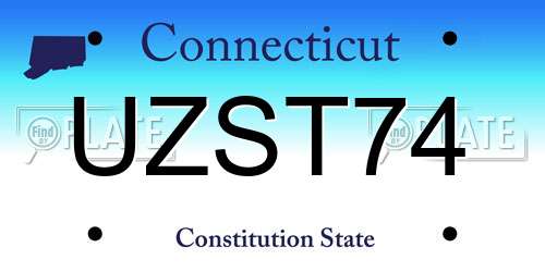 UZST74 Connecticut License Plate