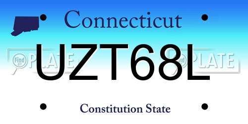 UZT68L Connecticut License Plate