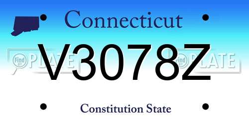 V3078Z Connecticut License Plate