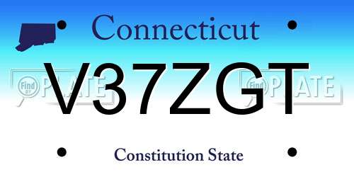 V37ZGT Connecticut License Plate