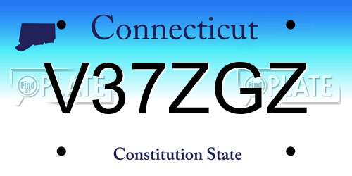 V37ZGZ Connecticut License Plate