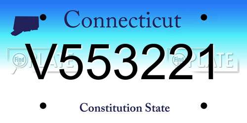 V553221 Connecticut License Plate
