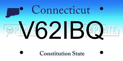 V62IBQ Connecticut License Plate