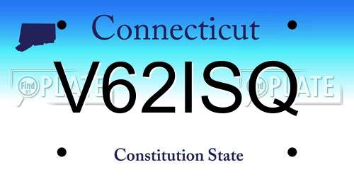 V62ISQ Connecticut License Plate