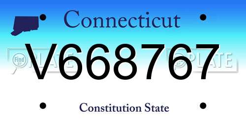 V668767 Connecticut License Plate