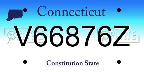 V66876Z Connecticut License Plate