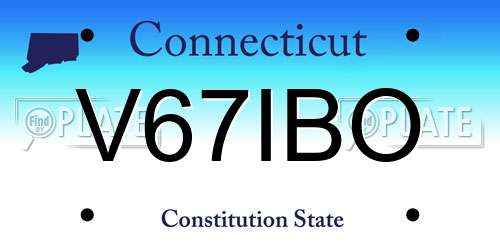 V67IBO Connecticut License Plate