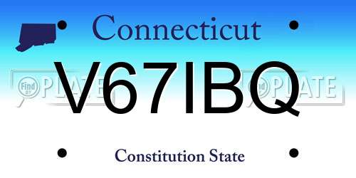 V67IBQ Connecticut License Plate