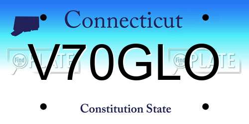 V70GLO Connecticut License Plate