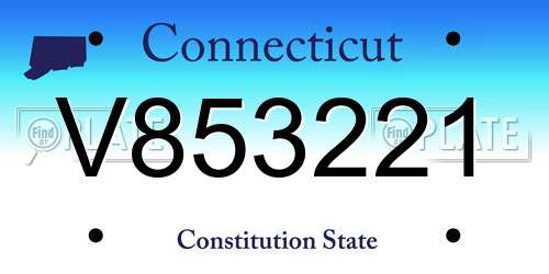 V853221 Connecticut License Plate
