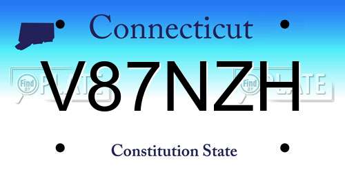 V87NZH Connecticut License Plate