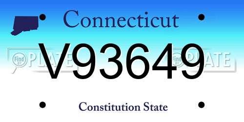 V93649 Connecticut License Plate