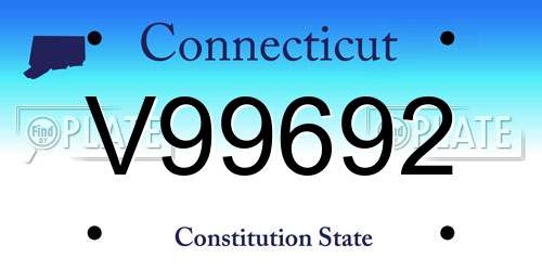 V99692 Connecticut License Plate