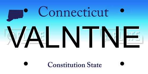 VALNTNE Connecticut License Plate