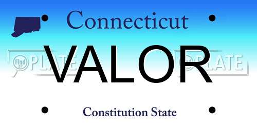 VALOR Connecticut License Plate