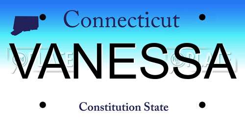 VANESSA Connecticut License Plate