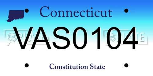VAS0104 Connecticut License Plate