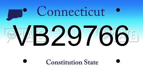 VB29766 Connecticut License Plate