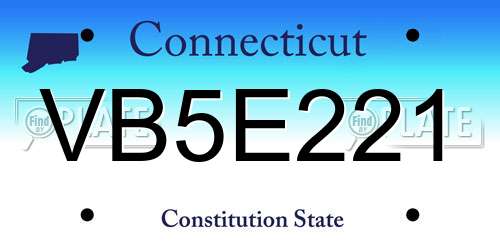 VB5E221 Connecticut License Plate