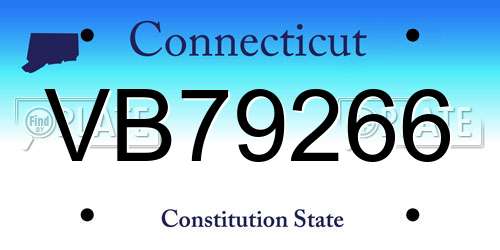 VB79266 Connecticut License Plate
