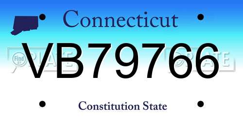 VB79766 Connecticut License Plate