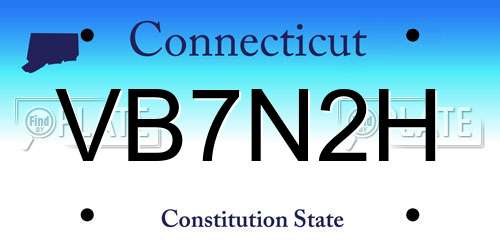 VB7N2H Connecticut License Plate