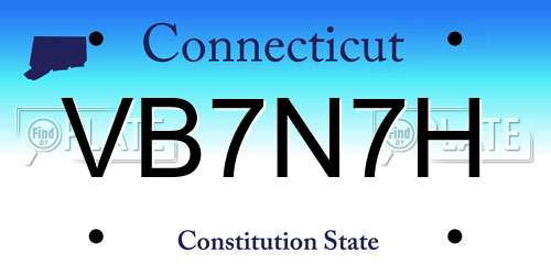 VB7N7H Connecticut License Plate