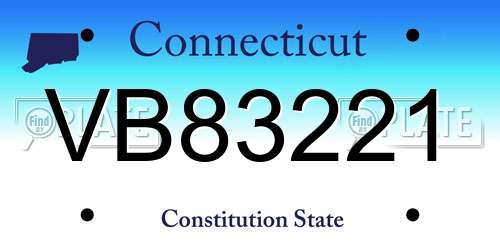 VB83221 Connecticut License Plate