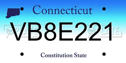 VB8E221 Connecticut License Plate
