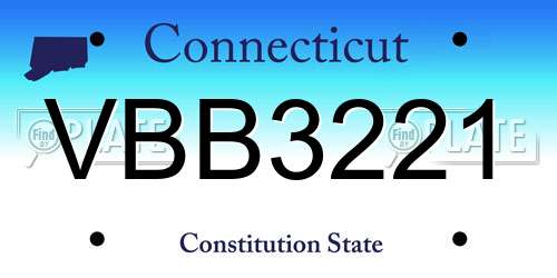 VBB3221 Connecticut License Plate