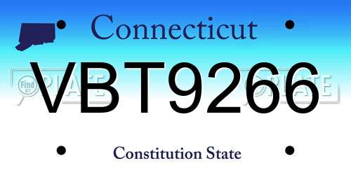 VBT9266 Connecticut License Plate