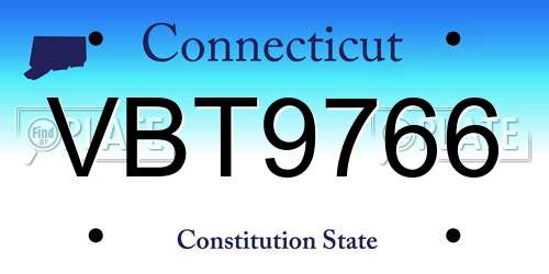 VBT9766 Connecticut License Plate
