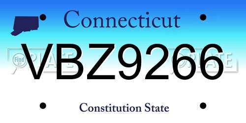 VBZ9266 Connecticut License Plate