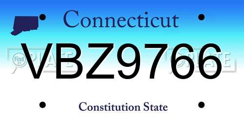 VBZ9766 Connecticut License Plate