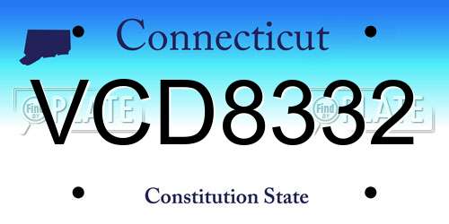 VCD8332 Connecticut License Plate